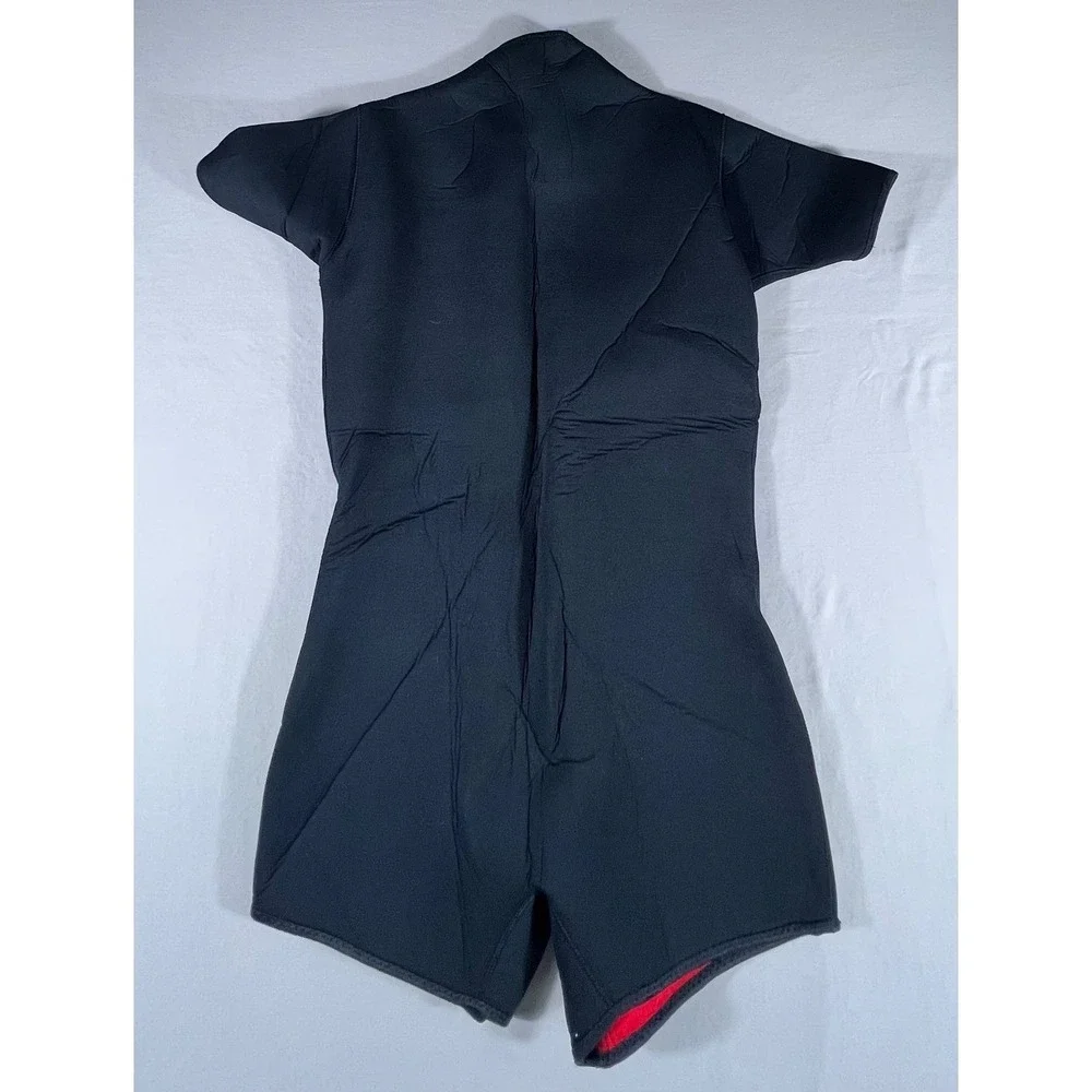 Fathom Seaflex Mens XL Shorty Wetsuit Black Red Neoprene Front‎ Zip Dive Suit